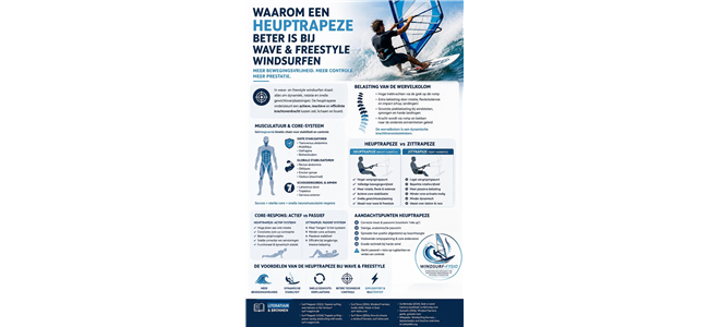 heuptrapeze versus zittrapeze in wave en freestyle windsurfen