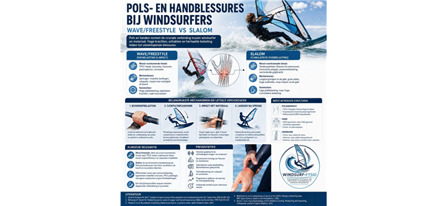 blessures van pols en hand bij wave freestyle en slalomwindsurfers incidentie pathofysiologie en verschillen tussen disciplines